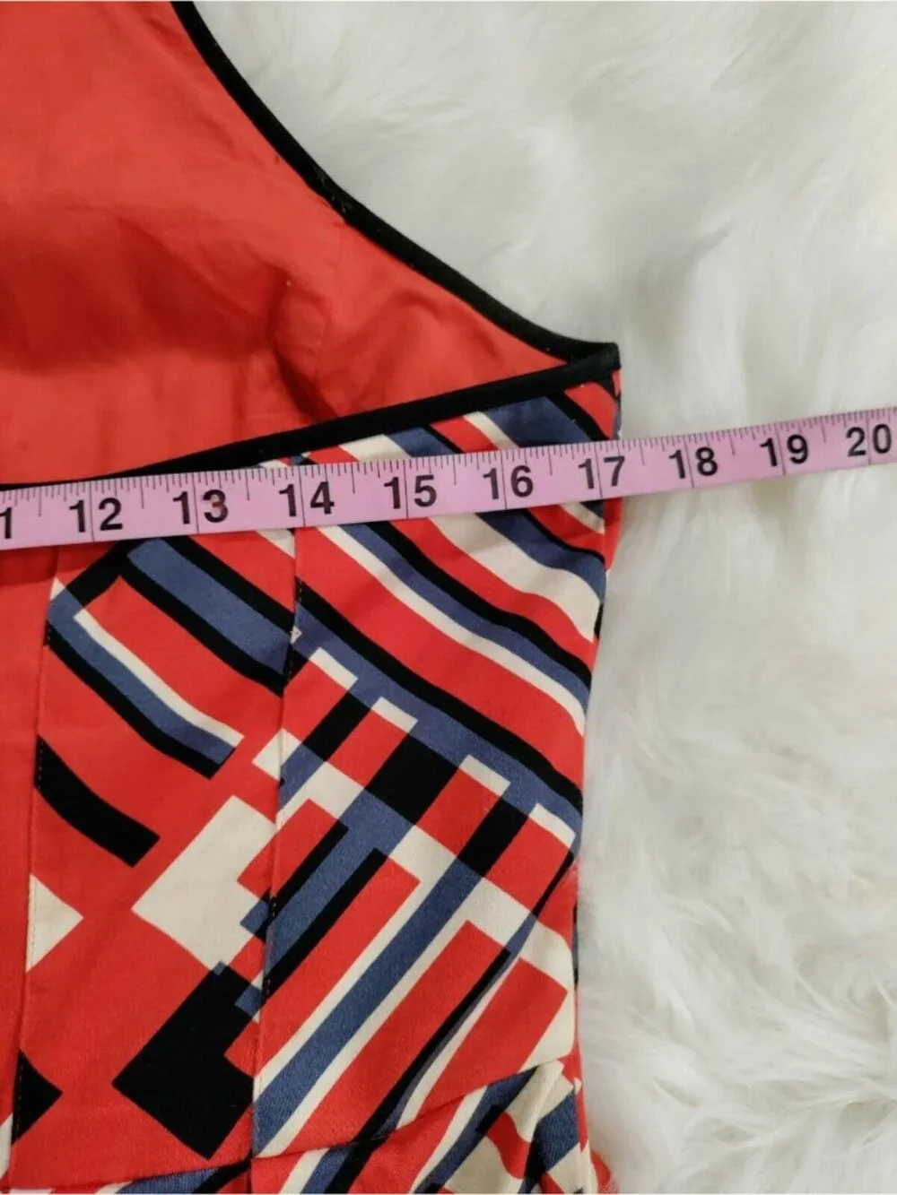 Calvin Klein Womens Fit & Flare with Pockets 8 Red Multi-Color Size M Geometric - Picture 9 of 11